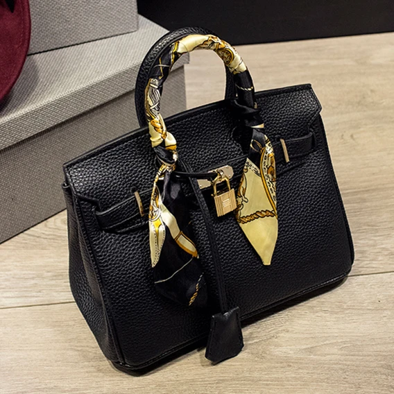 Женщины с замком и ленты Высокое качество черный небольшой портфель Долларовых