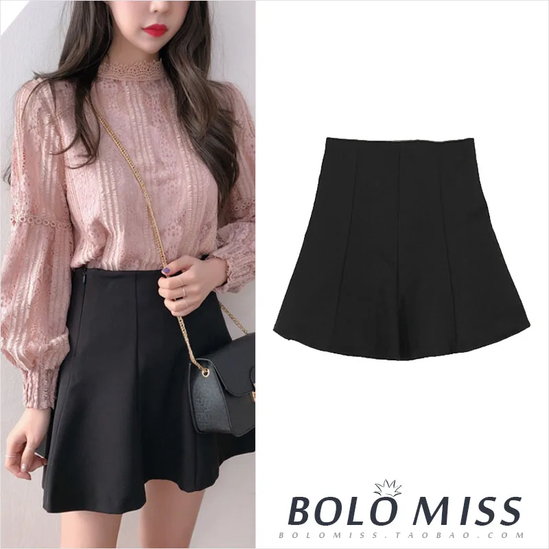 High Waist Little Black Skirt Umbrella Short Mini Spring Jupe Courte Faldas Cortas Gonne Gonna Saia | Женская одежда