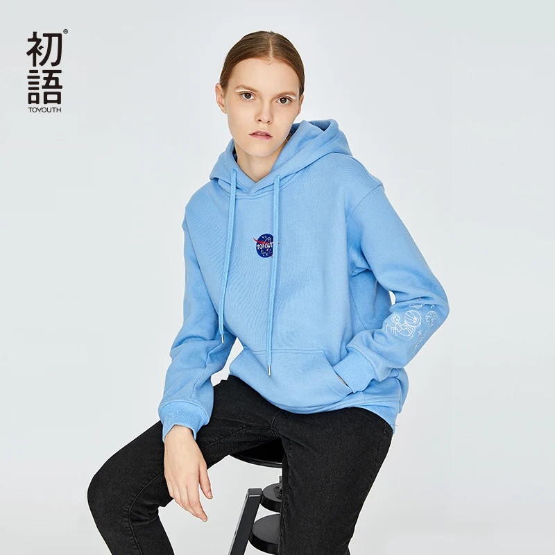Toyouth Женский Топ с длинным рукавом Толстовка Harajuku Свободные толстовки Зимний