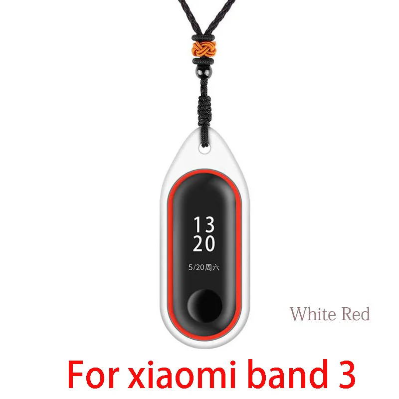 White Red Силиконовый чехол Для Xiaomi mi Band 3/2 Mi Band 3 NFC Замена ремешка Украшение кулон Mi Band 2 аксессуары Защитное покрытие - Цвет: White Red