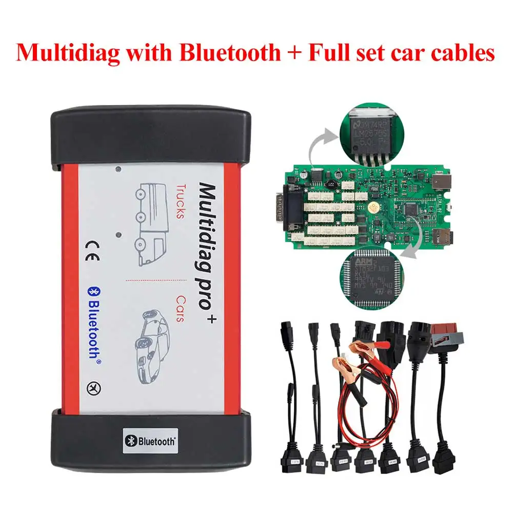 R1 Бесплатный активный Multidiag Pro CDP TCS PRO с Bluetooth obd2 диагностический инструмент для автомобилей грузовиков OBDII считыватель кодов Сканер - Цвет: Multidiag BT cable