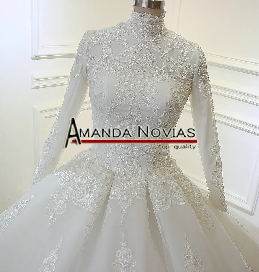 Свадебное платье с длинным рукавом Amanda Novias новинка 2019|real photo|long trailmuslin wedding dress |
