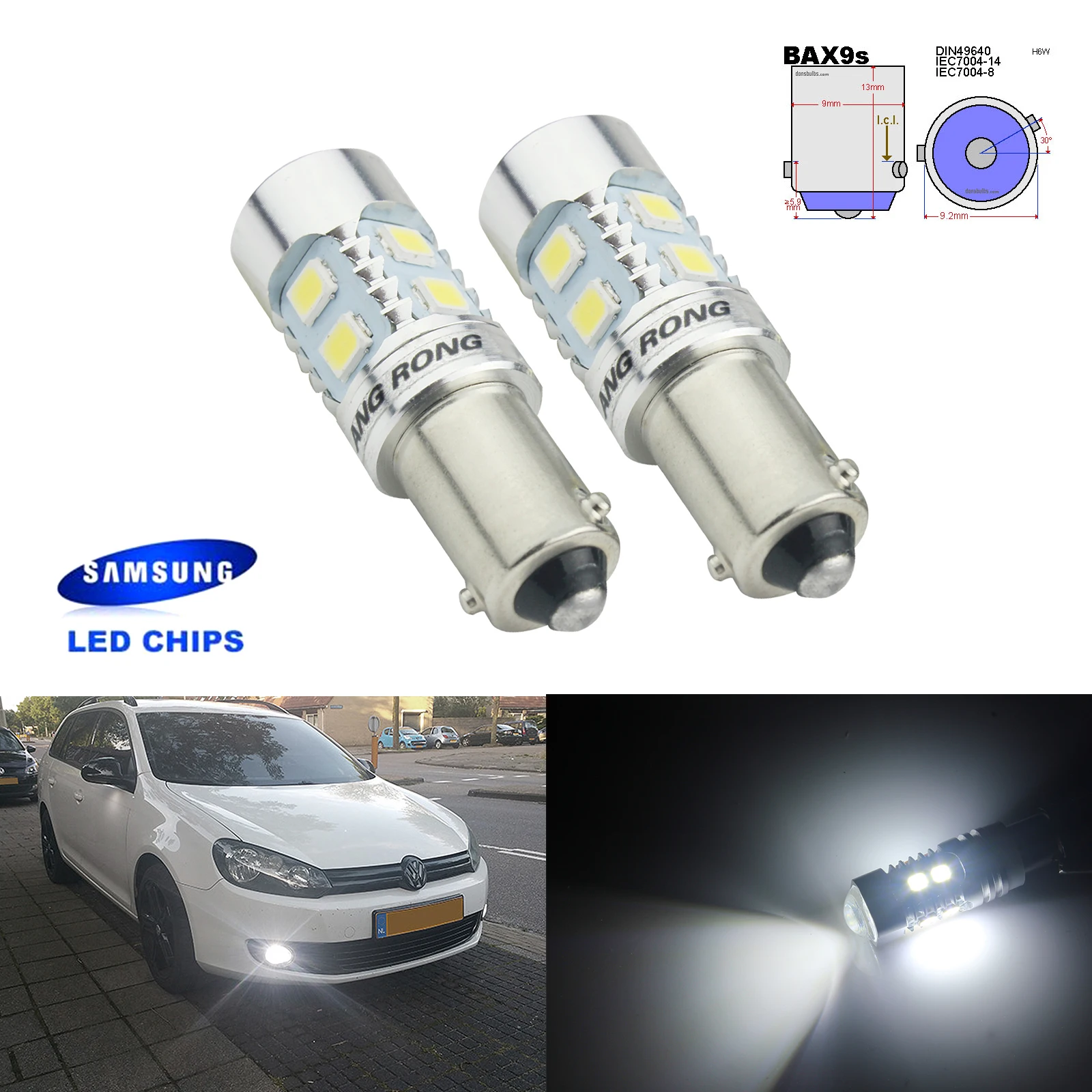 ANGRONG 2x BAX9s H6W 433 434 лампочка SAMSUNG светодиодный 10 Вт индикатор стояночный светильник дневной ходовой светильник белый 6000K