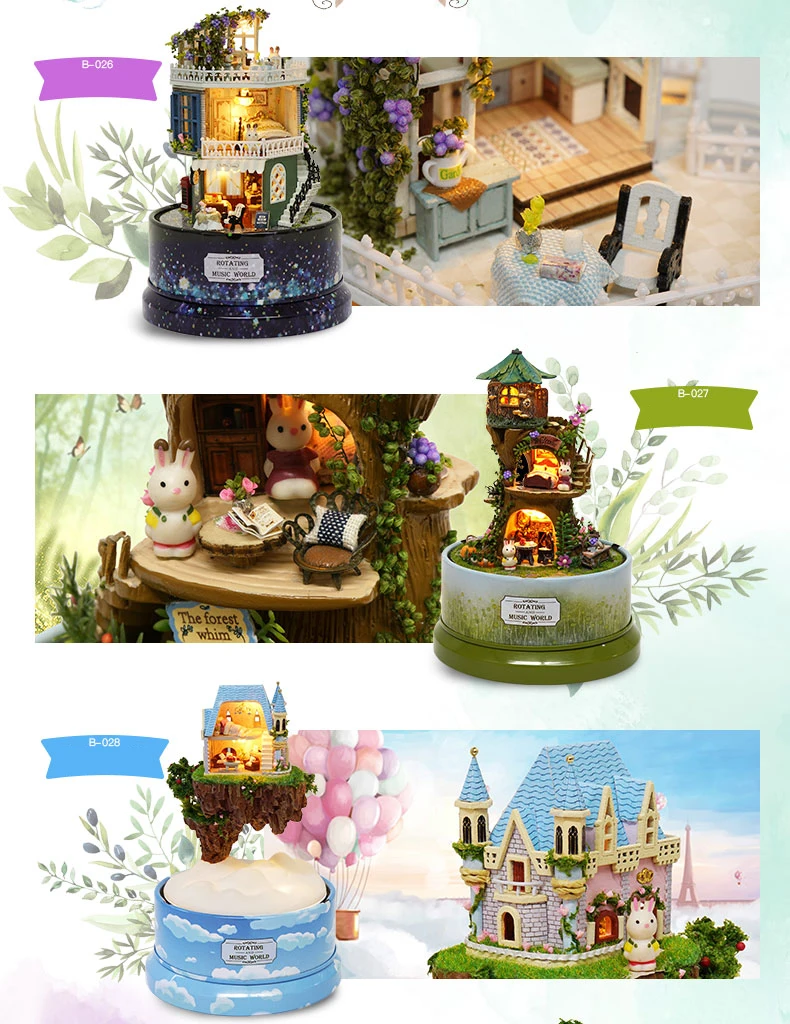 Миниатюрная Музыкальная Шкатулка кукольные домики DIY 3D Деревянный кукольный домик Миниатюрный Кукольный домик мебель набор игрушек для детей подарки на день рождения