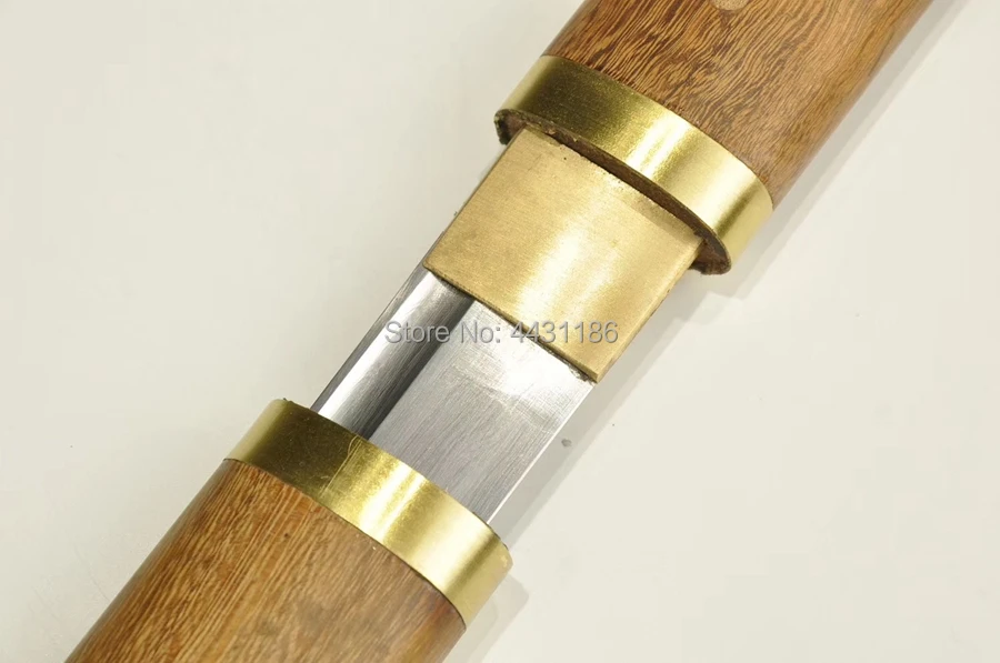 Folded-Forging Damascus Steel Full Tang Blade Sharp Japanese Wakizashi Sword Katana Samurai Straight Knife Nice Copper Fittings