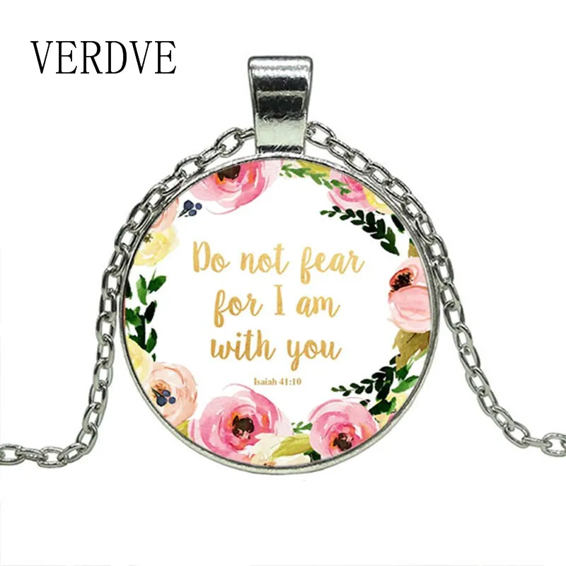 

VERDVE Do Not Fear for I Am With You Necklace Isaiah 41 10 Bible Verse Necklace Floral Inspirational Jewelry Christian Gifts