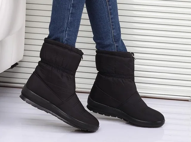 black SNURULAN/зимние ботинки; коллекция года; зимние теплые водонепроницаемые женские ботинки; обувь для мам; повседневные хлопковые ботинки; сезон осень-зима; женская обувь размера плюс - Цвет: black