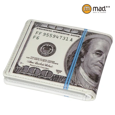 100 Dollar Printed Милые двойные 100 доллара США Деньги кошелек дизайн Новинка смешной подарок мальчик молодых мужчин бумажник женщины Монета Чехол искусственная кожа - Цвет: 100 Dollar Printed