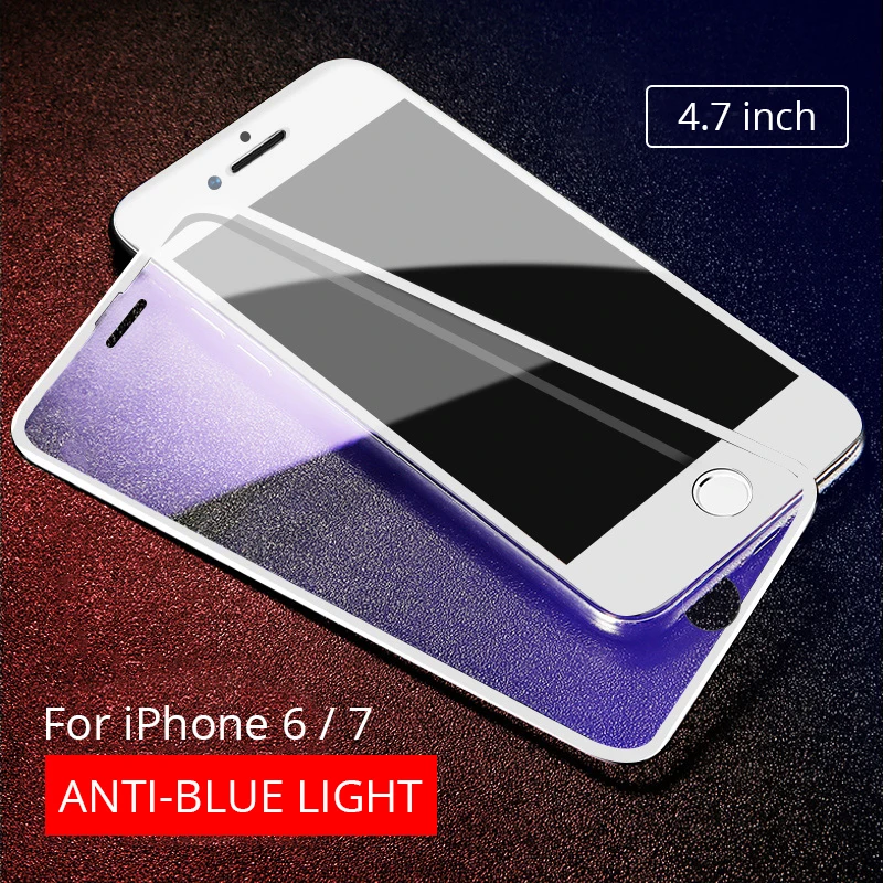 white for iphone 67 Рок-н-анти-синий светильник Экран протектор для iphone 8 7 6 6s Plus закаленное Стекло 9D экран загибающаяся Защитная Стекло для iphone 8Plus - Цвет: white for iphone 67