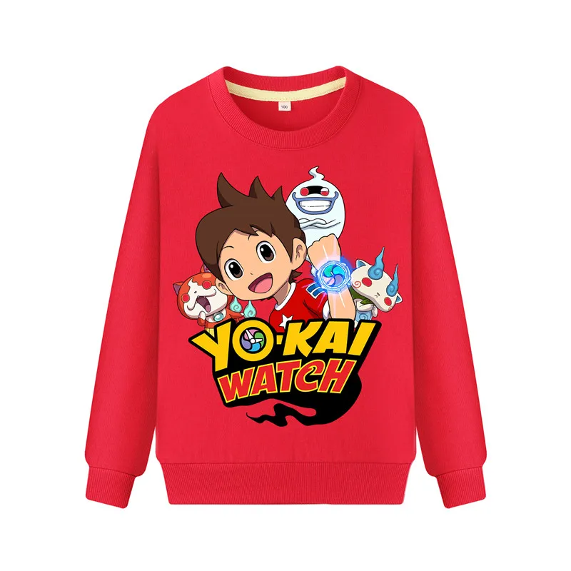 Детские толстовки с капюшоном с героями мультфильмов «Yokai» Детский весенне-осенний тонкий костюм Толстовка и штаны г. Однотонная Повседневная футболка с капюшоном для мальчиков и девочек WK094