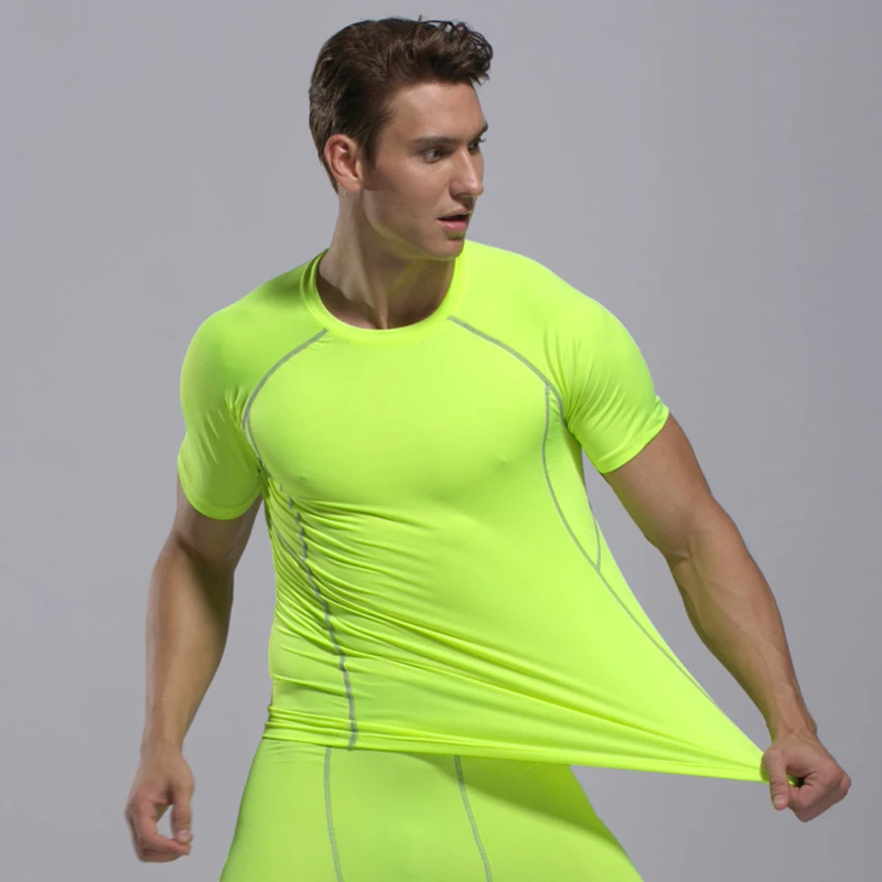 Спортивная рубашка для мужчин футболки тренажерного зала облегающая футболка