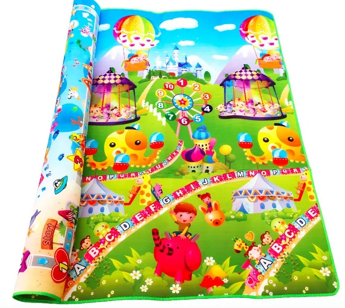 park Детский игровой коврик для ползания 2*1,8 м, двусторонний Коврик для лазания с фруктовыми буквами и счастливой фермой, детские игрушки, игровой коврик, Детский ковер, Детская игра - Цвет: park