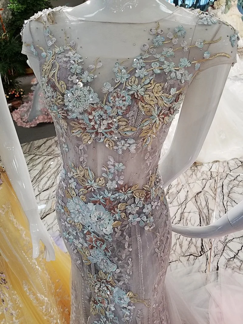 LS00200 Fashion mermaid evening dress zipper back beading appliqued lace formal for wedding prom | Вечерние платья