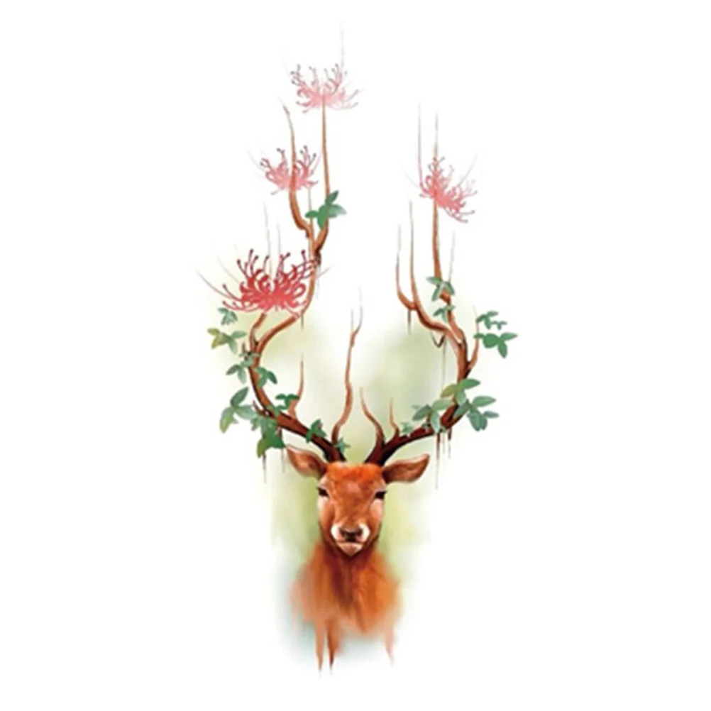 New Body Art Flash Tattoo Waterproof Tattoos Sticker Color Sika Red Deer Pattern Temporary Stickers Foil taty | Красота и здоровье