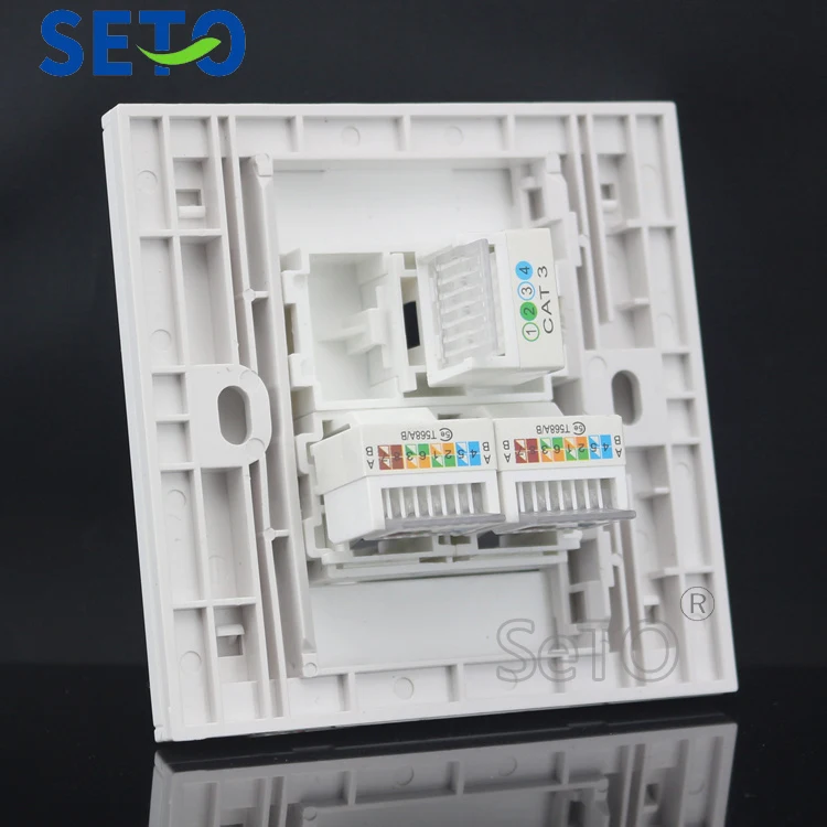 SeTo 86 Тип Двойной RJ45 Cat5e сеть Ethernet + Cat3 телефонная розетка настенная пластина Keystone