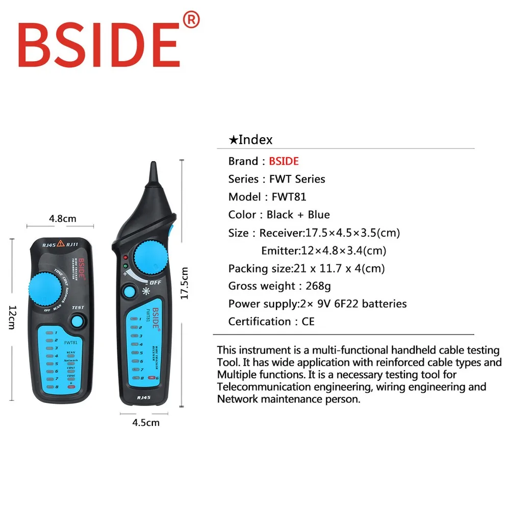 Многофункциональный ручной кабельный трекер BSIDE FWT81 RJ45 RJ11 телефонная сеть LAN ТВ