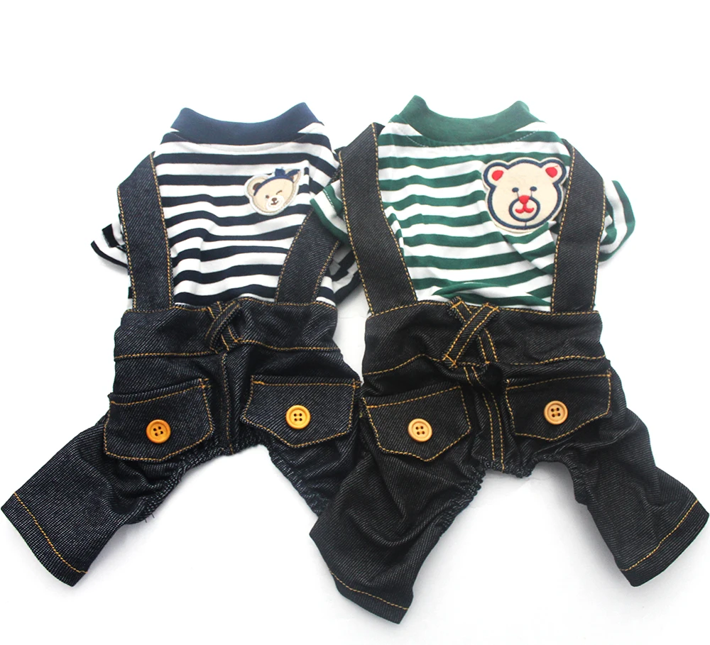Полосатый комбинезон для собак и кошек рубашки брюки дизайн медведя кошки щенка