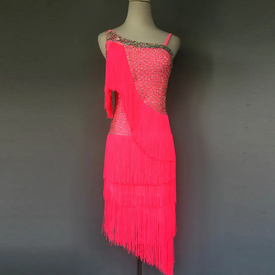 Новый стиль костюм для латинских танцев сексуальное платье с кисточками женские платья соревнований по