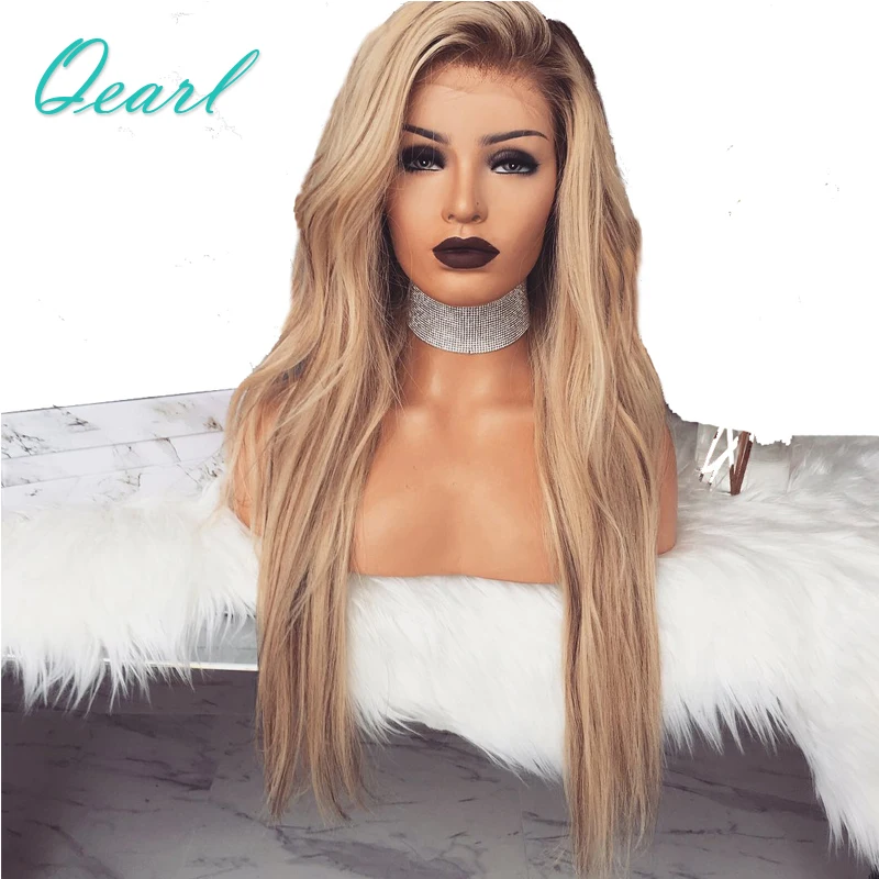 Цвет шампанского золотой Омбре свободные волнистые парики для фронта