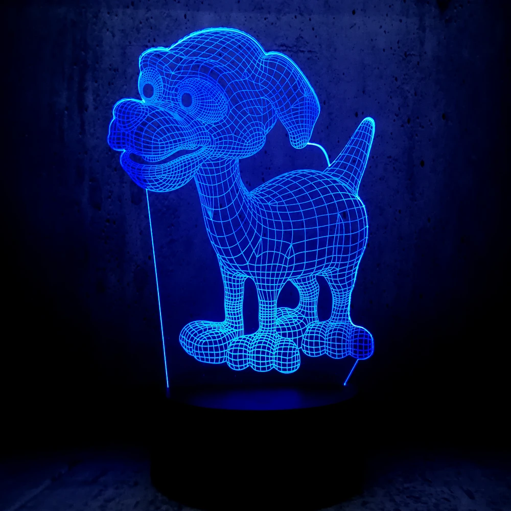 Светодиодная 3d лампа с изобрасветодиодный ением милой собаки ночник