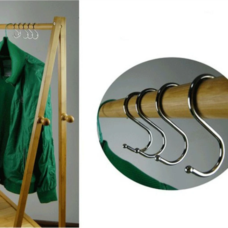

New 10pcs Hooks Hanging Storage Holder Hook Home Kitchen Bar Tool Organizer Multi-function S-Hooks 304 Rolled Steel -30