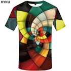 Мужская футболка в клетку KYKU, Повседневная футболка с разноцветным 3D-принтом, в полоску, с 3D-принтом, лето 2019