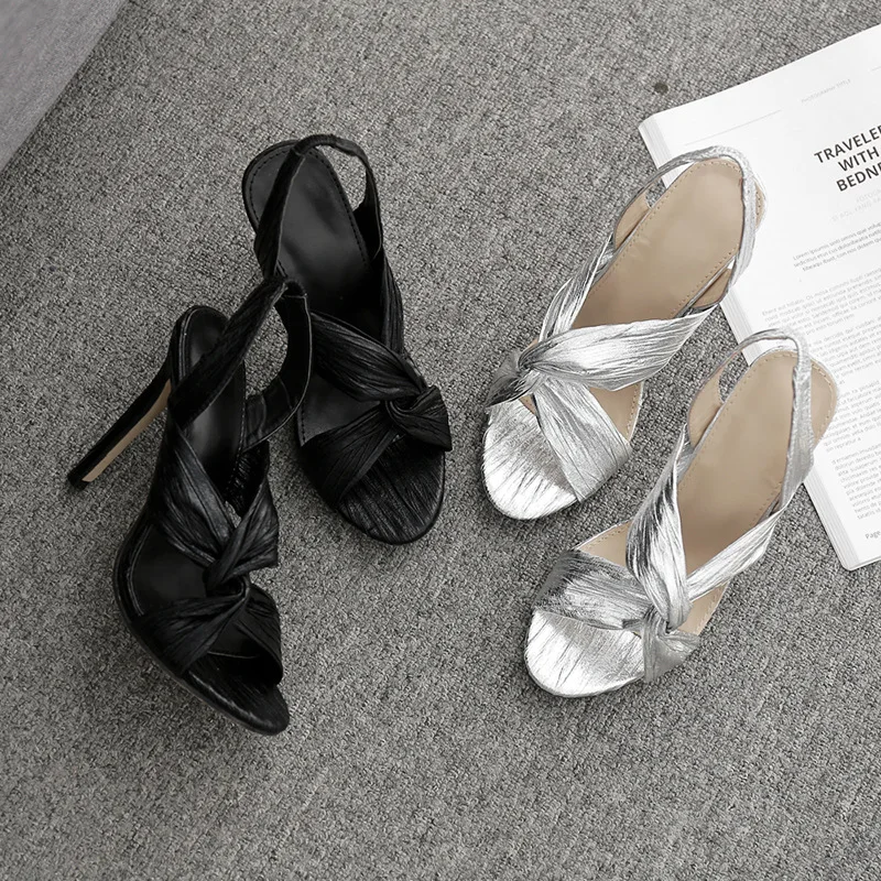 HEE GRAND/Серебристые вечерние модельные туфли на очень высоком каблуке женские