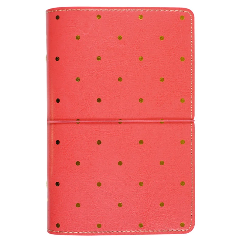 B dot Red Kawaii кожаный блокнот A5 A6, записная книжка, дневник, портативный дневник, блокнот в горошек, планировщик список дел органайзер, кадерно - Цвет: B dot Red