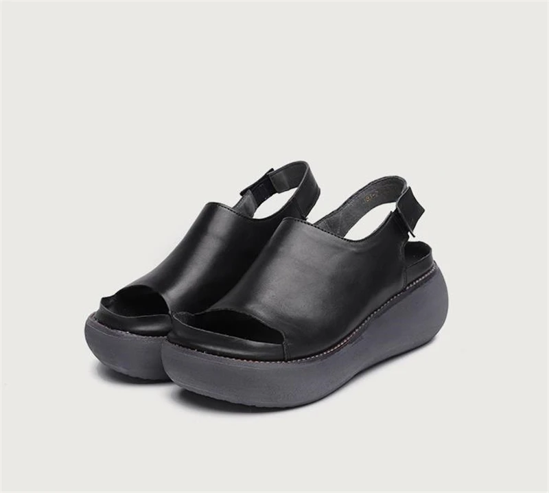 Sandals female summer new thick bottom Handmade genuine leather women sandals flat bottom casual shoes platform sandals