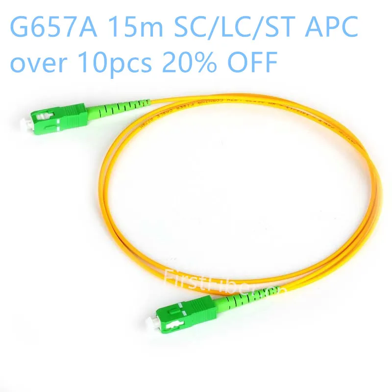 

FirstFiber 15m SC LC ST APC to SC LC APC G657A Fiber Patch Cable, Jumper, Patch Cord Simplex 2.0mm PVC OS2 SM Bend Insensitive