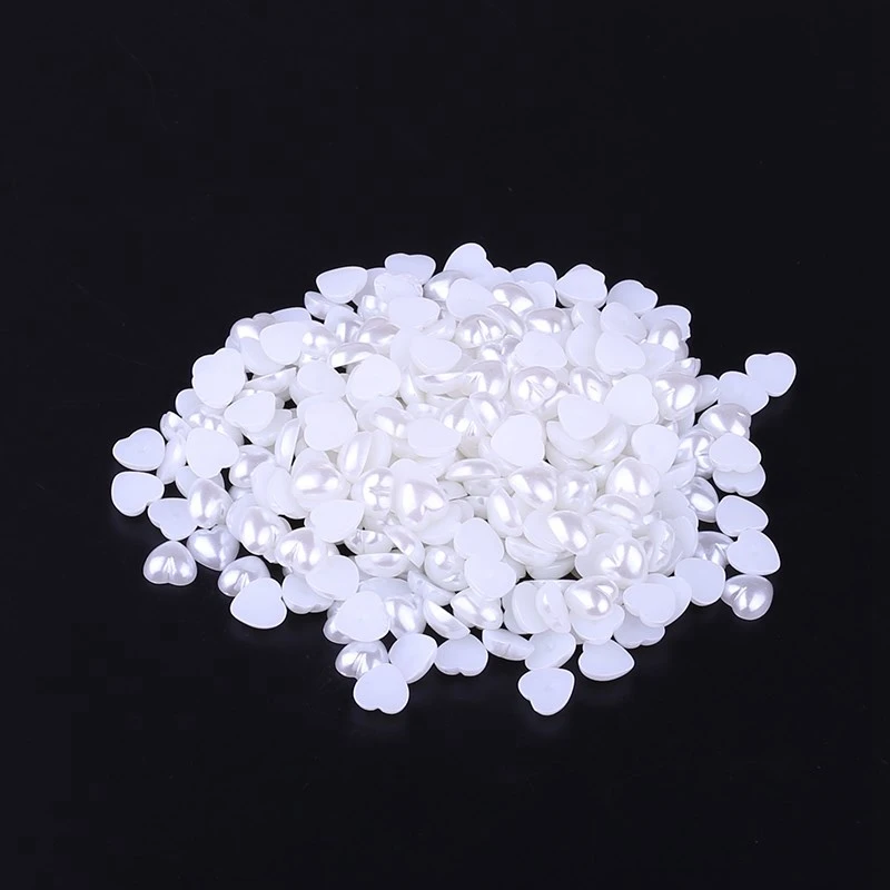 

6mm 200PCS/lot white Half heart pearl DIY Nail art decals Jewelry wedding decoration