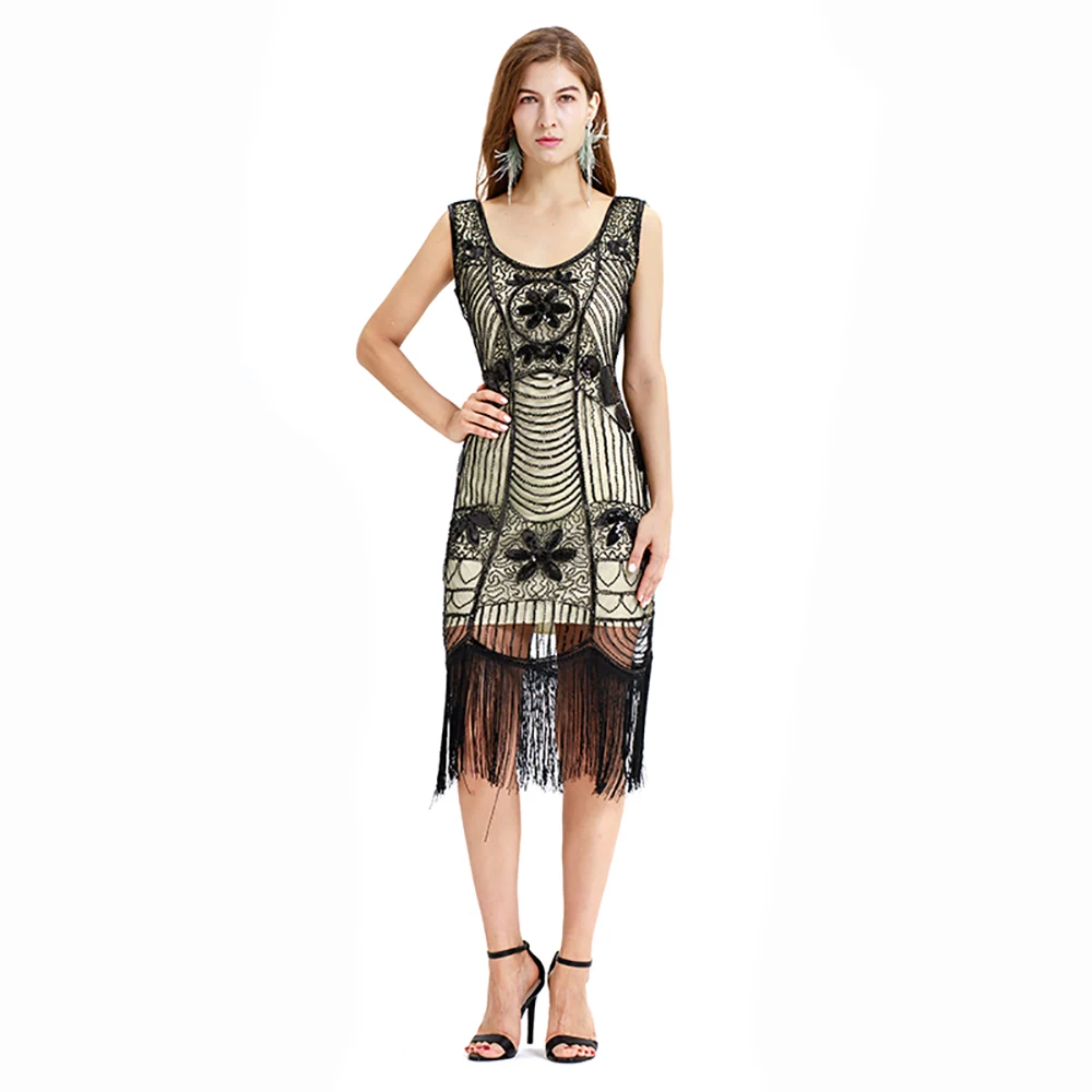 Вечернее платье с блестками 2019 Женское Платье До Колена без рукавов абрикосовое