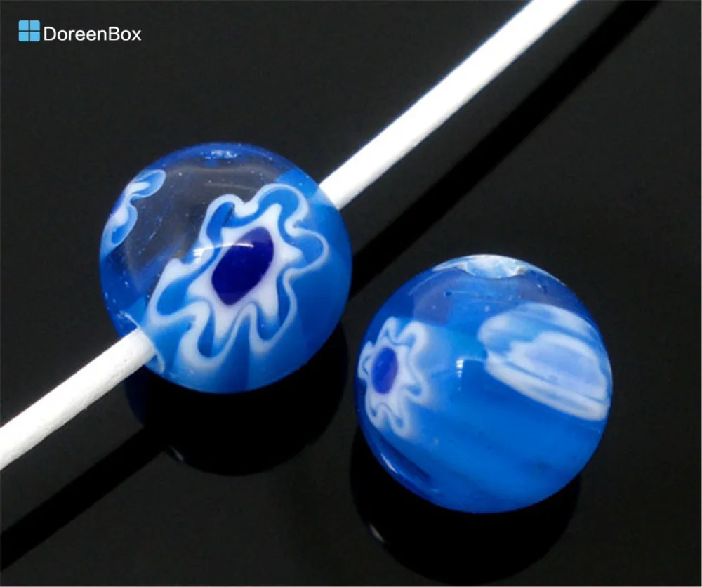 Doreen Box hot 50 milleфиори стеклянные лампворк Круглые бусины 8 мм (B05943)|beads 8mm|round beadsglass