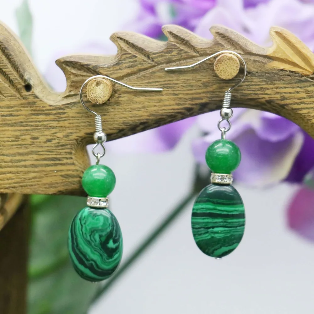 High-quality Classic Green Malachite beads Earrings as gifts for women girls Ladies accessories jewelry making Earbob Eardrop | Украшения и