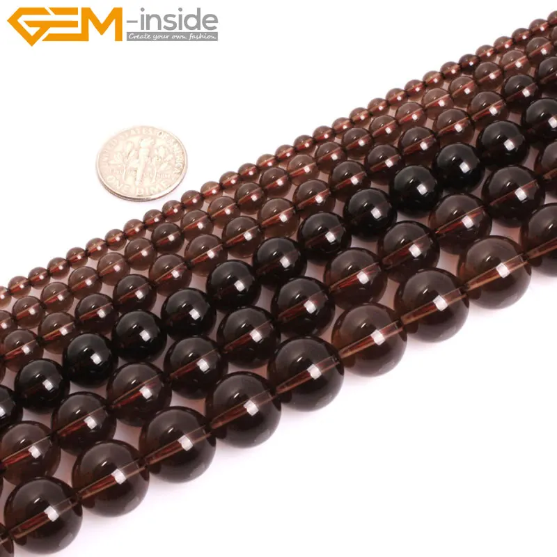 Круглые серые бусины из дымчатого кварца класса ааа 4-14 мм для изготовления