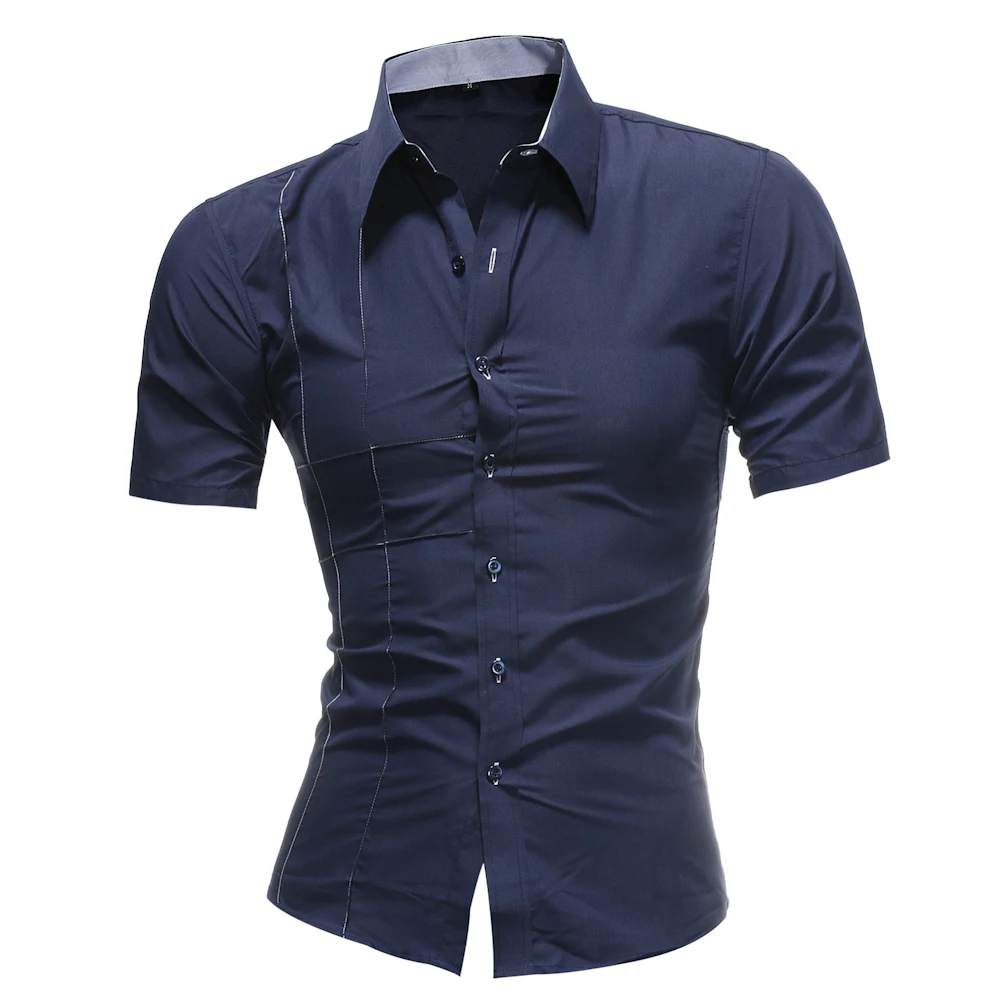 Бренд 2018 Новый Дракон печати Мужская конструктор Военная Slim Fit платье рубашка