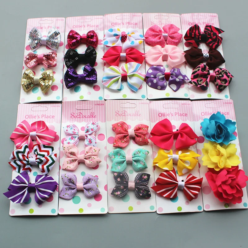 3 шт./компл. заколки для волос ручной работы с цветочным принтом и бантом модные