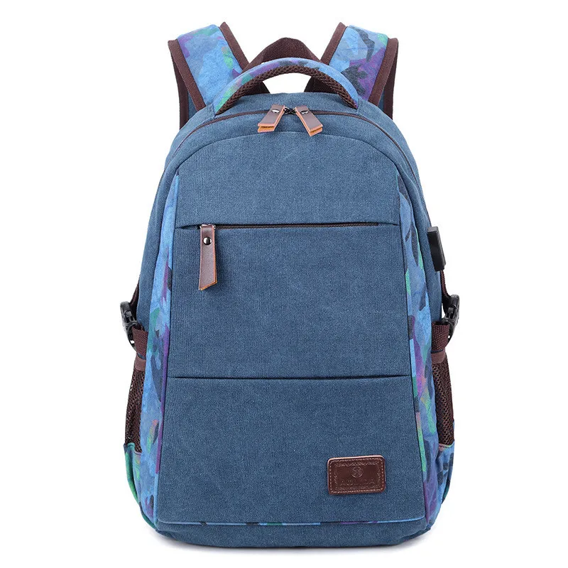blue Для женщин Внешний USB зарядки рюкзак Для мужчин мужской Mochila Escolar девушки рюкзак для ноутбука школьные сумки рюкзак для подростков - Цвет: blue