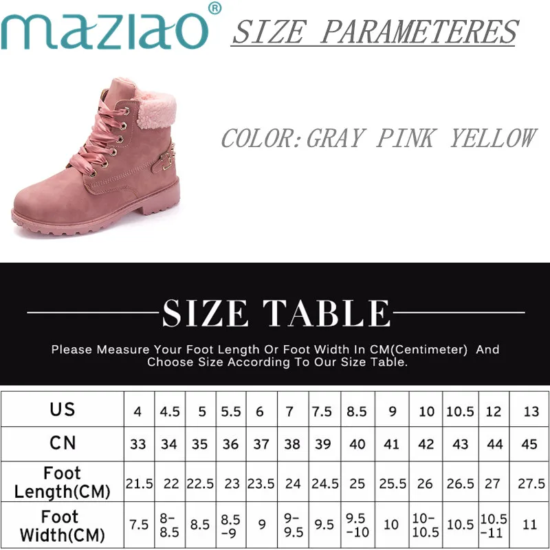 New Pink Women Boots Lace up Solid Casual Ankle Booties Round Toe Shoes winter snow boots warm british style MAZIAO | Обувь