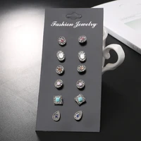 6 pairsset multicolored bijoux flower small crystal stud earring set for women jewelry dazzling earring brincos