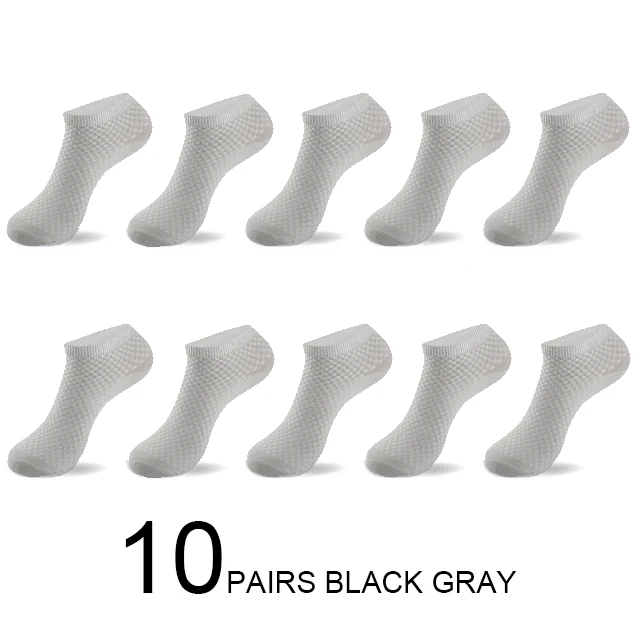 10PAIRS BLACK GRAY MWZHH,, распродажа, весна-лето, дезодорирующие Мужские бамбуковые носки, 10 пар, Harajuku, брендовые счастливые мужские носки, Calcetines Hombre - Цвет: 10PAIRS BLACK GRAY