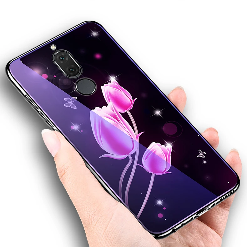 Синий светильник чехол для телефона для huawei mate 10 Lite P20 полный защитный цветок кремния и закаленное стекло крышка для huawei Nova 2i 3i 3