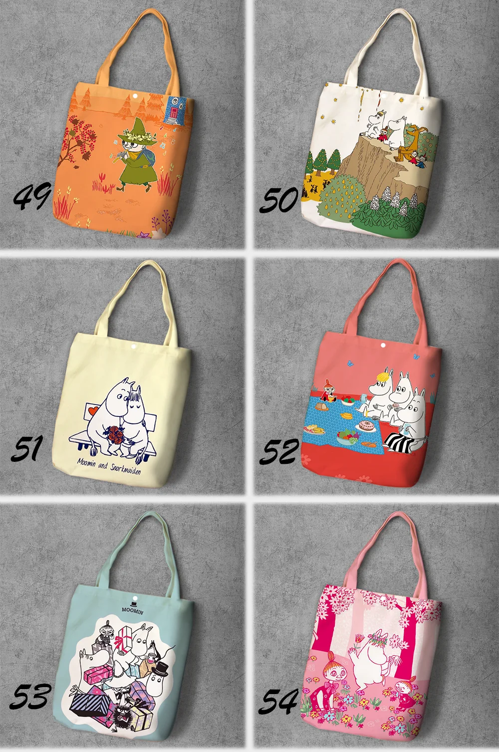 Moomin сумка для покупок милый гиппопотам тонкий маленький мой рюкзак на плечо Студенческая Холщовая Сумка с принтом Сумка-тоут на кнопках Холщовая Сумка