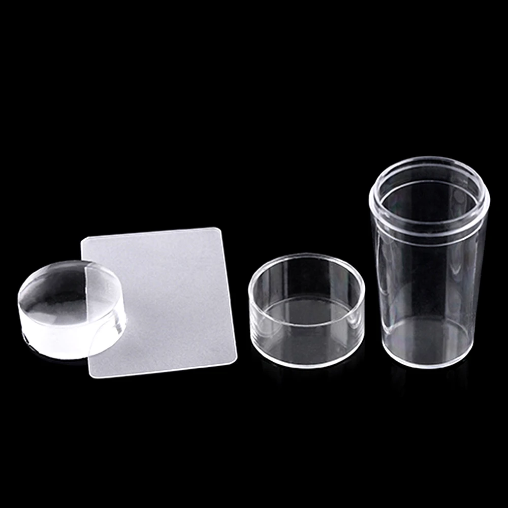 Tignish 1Set Silicone Scraper Cap Transparent Stamping Head Clear Jelly Stamper Polish Transfer Templates Nail Art Tools | Красота и