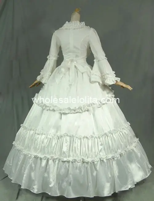 Белое Бальное Платье 19 го века в викторианском стиле вечернее платье старинная