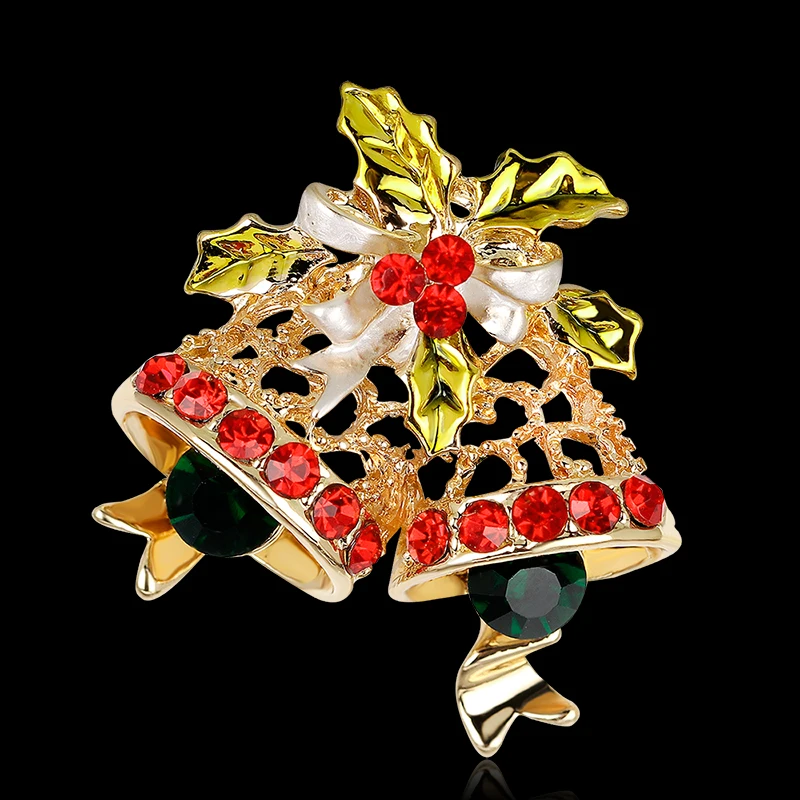 2018 Pins and Brooches For Women Rhinestone Bell Pin Brooch Enamel Jewelry for Dress Vintage Christmas Badges Female | Украшения и
