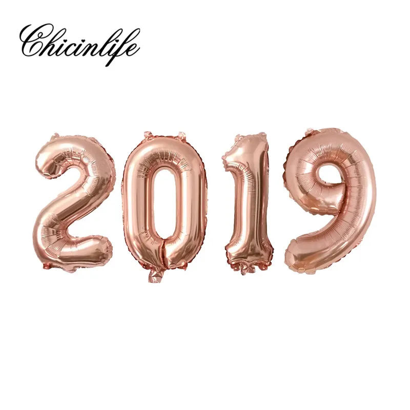 Chicinlife 4 шт. розовое золото 16 дюймов номер &quot2019&quot фольга баннер из воздушных шаров
