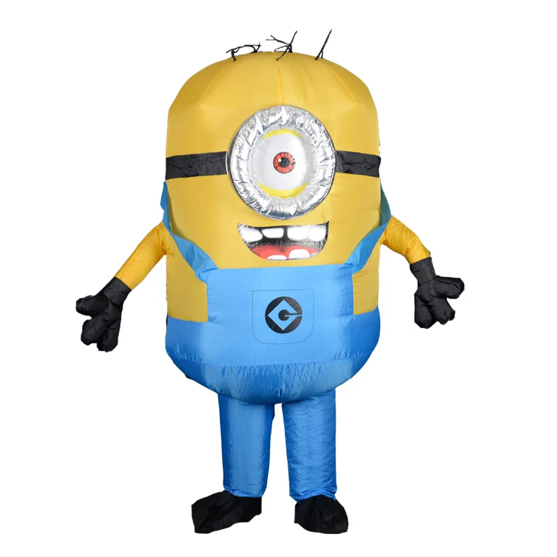 1 eye blue Minion Хэллоуин Косплэй Детский костюм для вечеринок взрослый Миньон надувные миньон костюм талисман синий зеленый красного цвета костюм с миньонами; карнавал - Цвет: 1 eye blue Minion