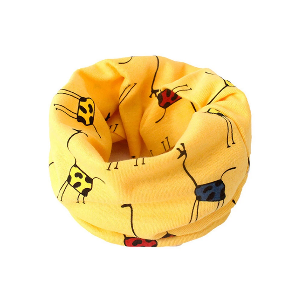 Hot Selling Children Warm Cotton Scarf Shawl Winter Cartoon Print Pattern Comfortable Scarf-B5 - Цвет: giraffe yellow