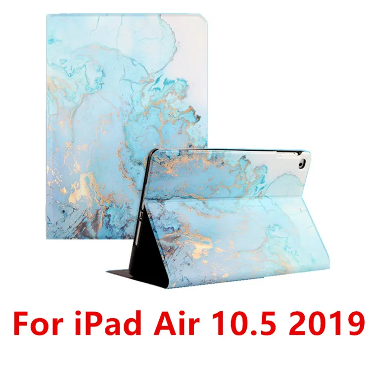 Мрамор чехол для iPad 10,2 из искусственной кожи чехол-подставка чехол для iPad 9,7 воздуха 2/1 Air 10,5 мини 1/2/3/4 с автоматическим включением и отключением экрана - Цвет: Blue 10.5 2019